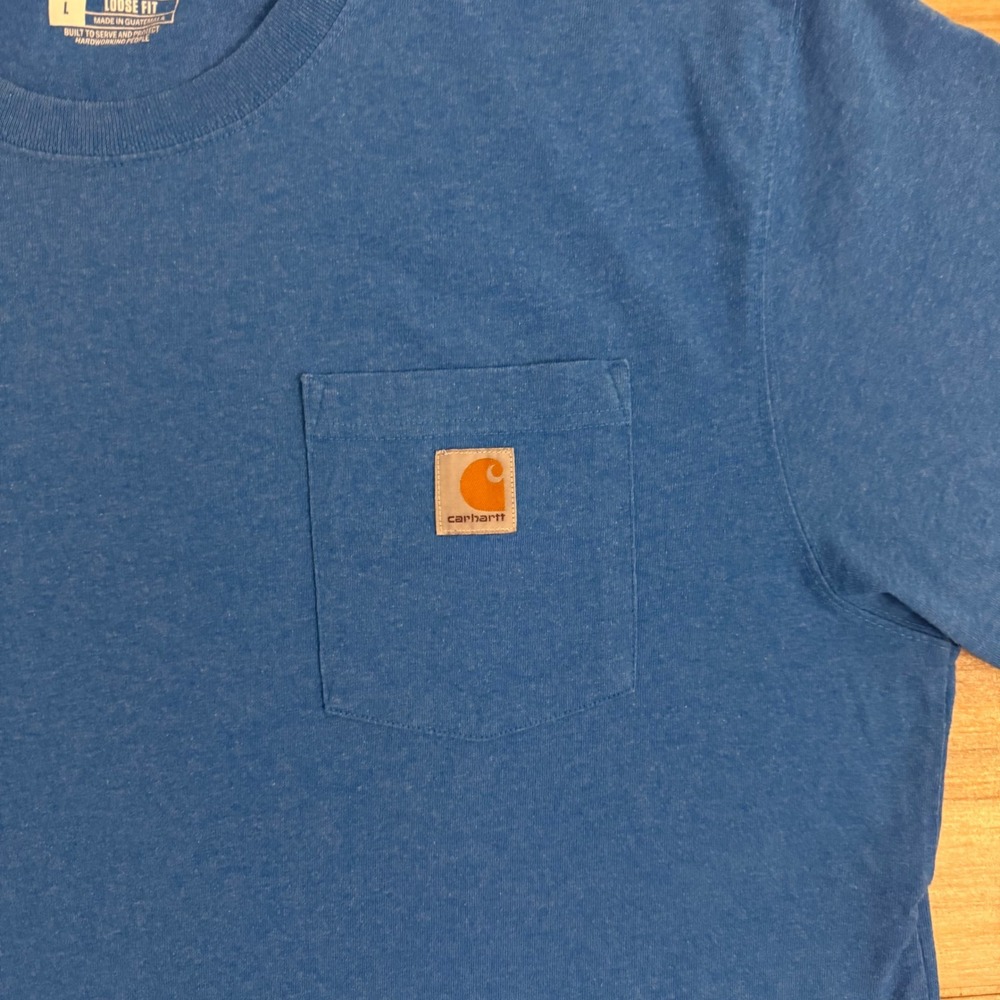 Carhartt Mens Loose Fit K87 Pocket T-Shirt Blue Heather Large Short Sleeve Tee - Picture 4 of 6
